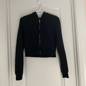 Black Cropped Zip Up
